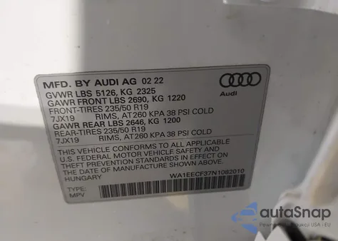 2022 Audi Q3 Premium Plus 45 Tfsi S Line Quattro Tiptronic из США, поврежденный, VIN WA1EECF37N1082010